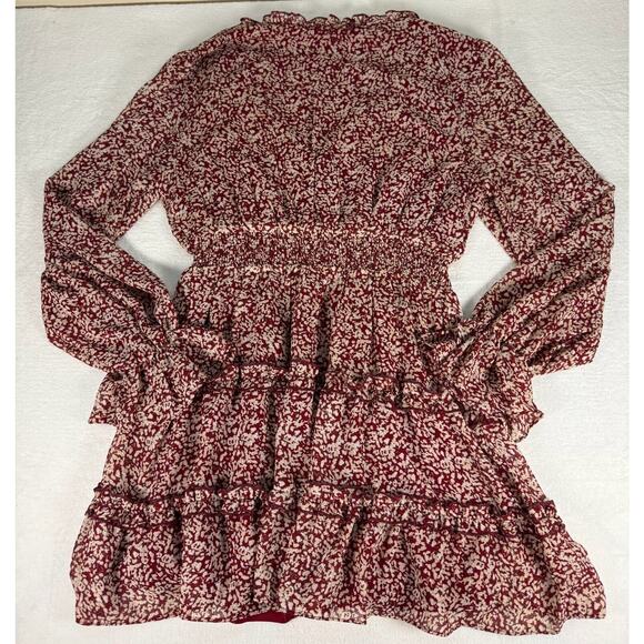 Altar'd State Dress Womens Large red Floral Long Sleeve Mini Swing Dress - Picture 6 of 6